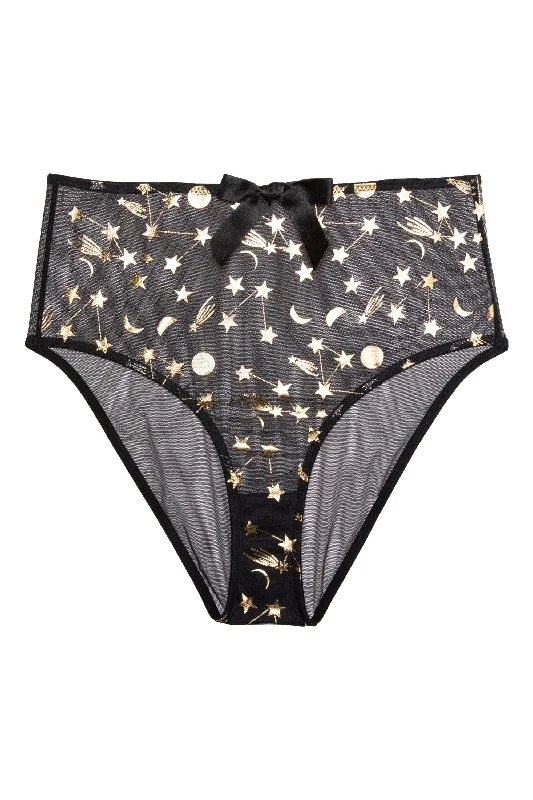 Solar Black and Gold Cosmic Print High Waist Brief