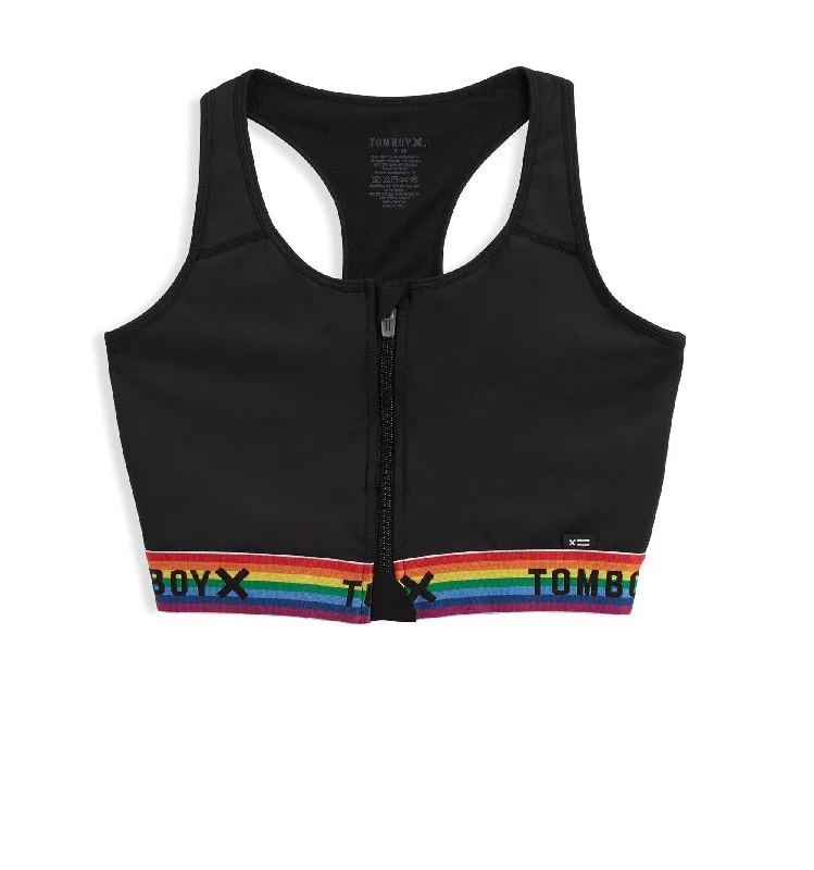 Swim Racerback Zip Compression Top LC - Black Rainbow