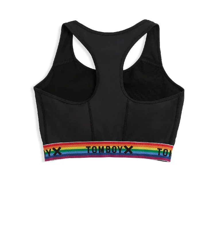 Swim Racerback Zip Compression Top LC - Black Rainbow