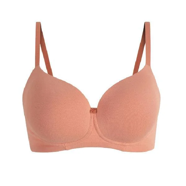 T-shirt Padded Wireless Bra With Broad Smooth Wings | Cotton Everday Bra- Pink