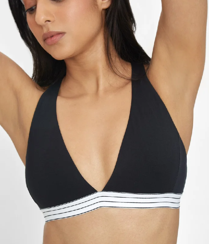 The Cross Back Bralette: Jet Black