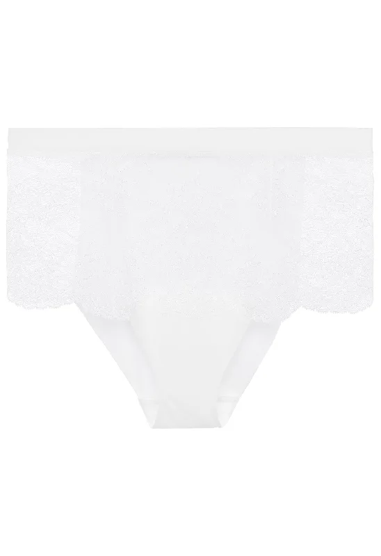 White Leavers lace high-waisted brief