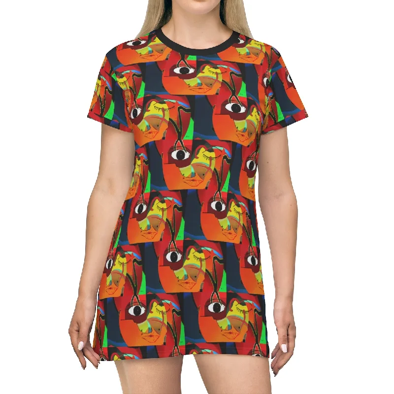 All Over Print T-Shirt Dress ABSTRACT CLOWN