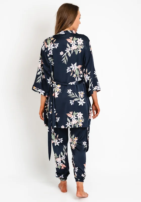 Serafina Collection Floral 3 Piece Nightwear Set, Navy