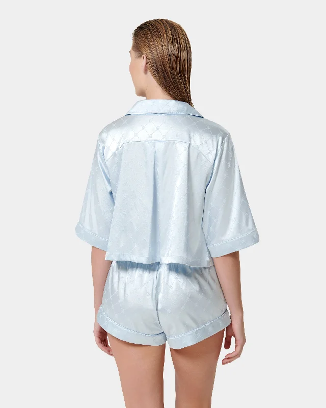 Helene Luxury Satin Short Pyjama Set Ice Water Blue