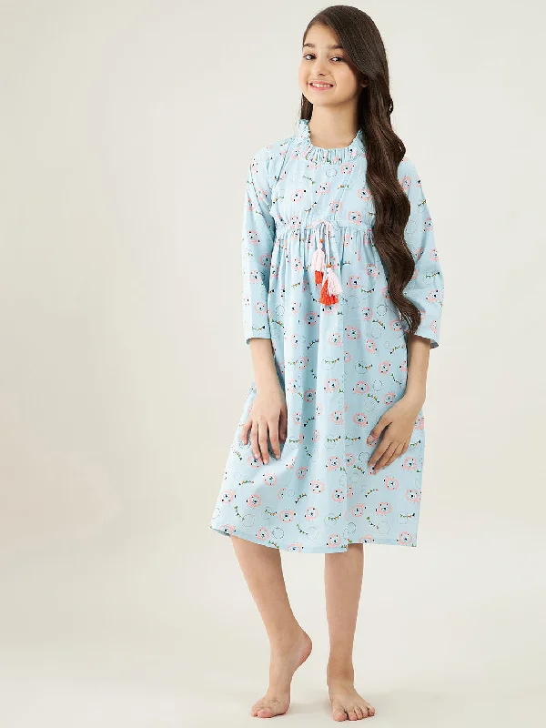 Pastel Blue Carnival Print Nightdress