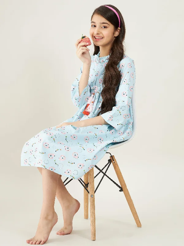 Pastel Blue Carnival Print Nightdress