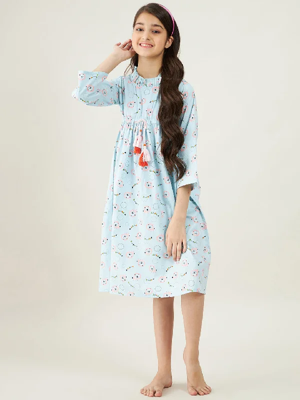 Pastel Blue Carnival Print Nightdress