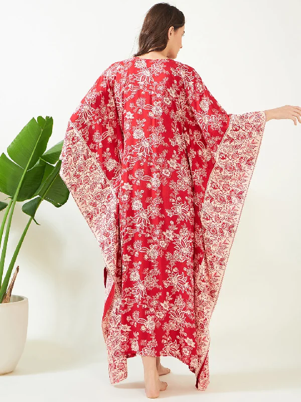 Red Floral Elegant Kaftan