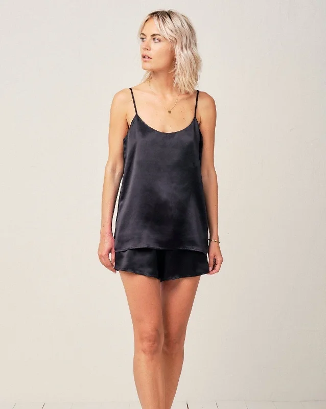 Thera Silk Cami in Midnight Black