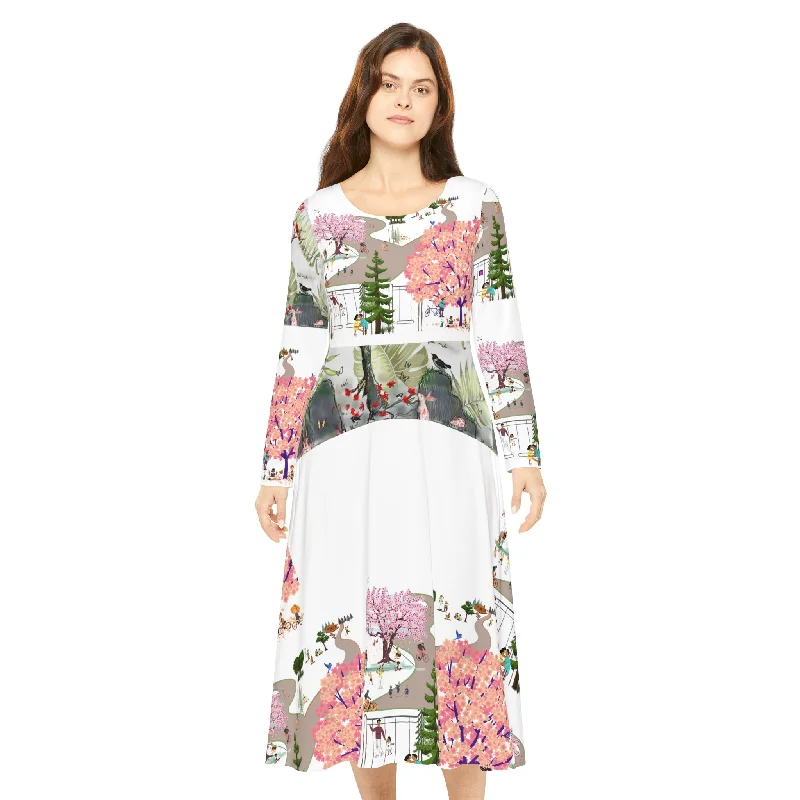 Women's Long Sleeve Dance Dress (AOP) BLOSSOM PARK