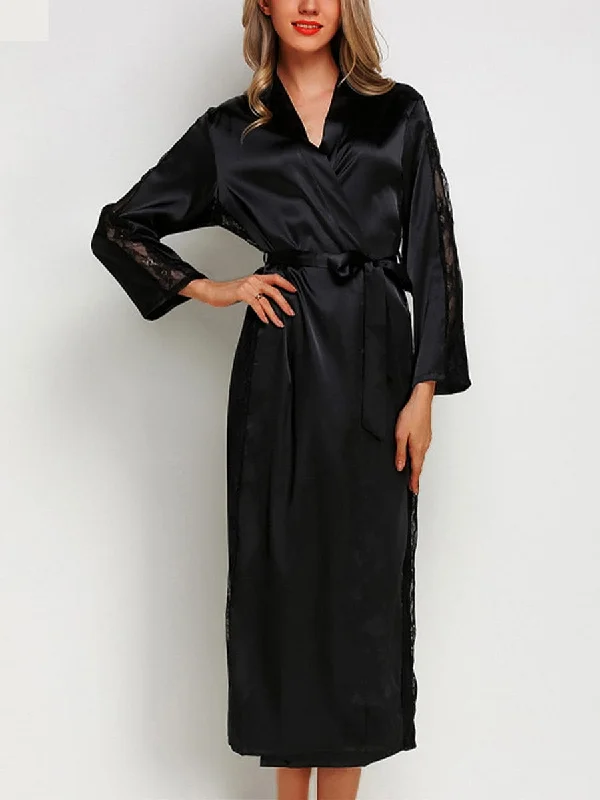 Tie Loose Sexy Solid Color Long Pajama