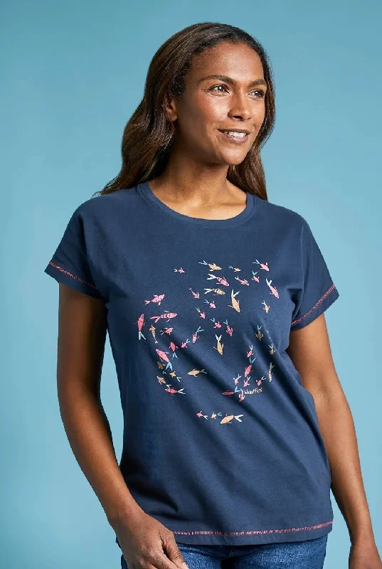 SWIRL ORGANIC PRINTED T-SHIRT 19117-NAVY