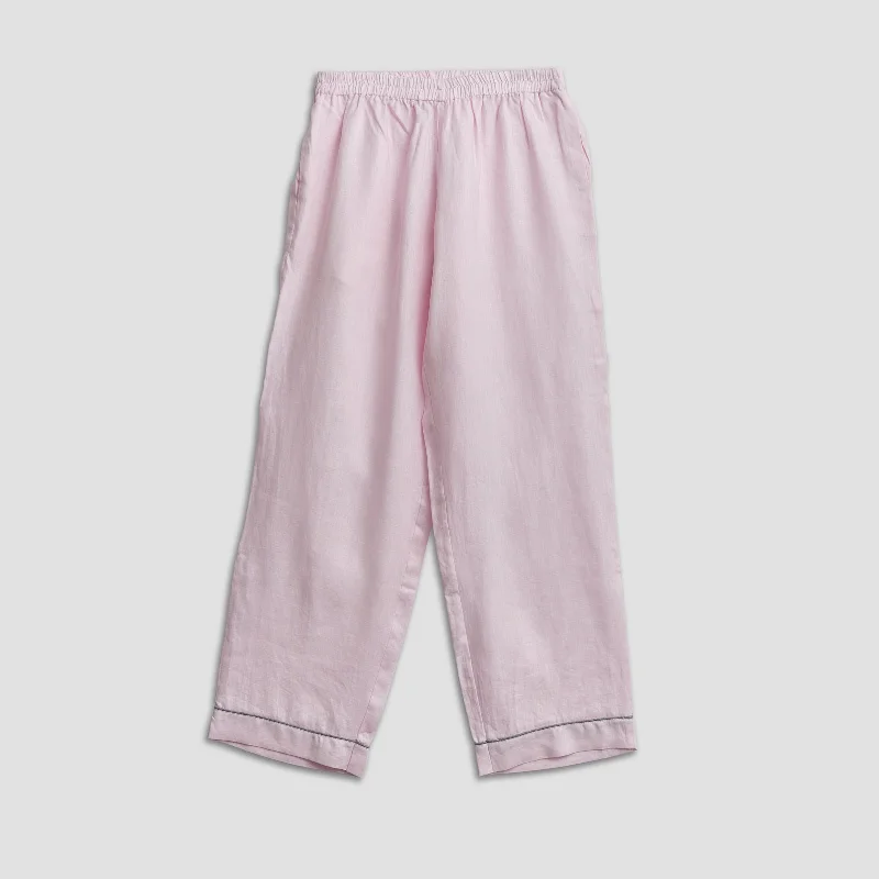 Blush Pink Linen Pyjama Trousers