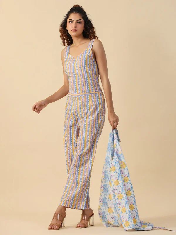 Multi- flora  3 PC Night Suit Set with Pyjama