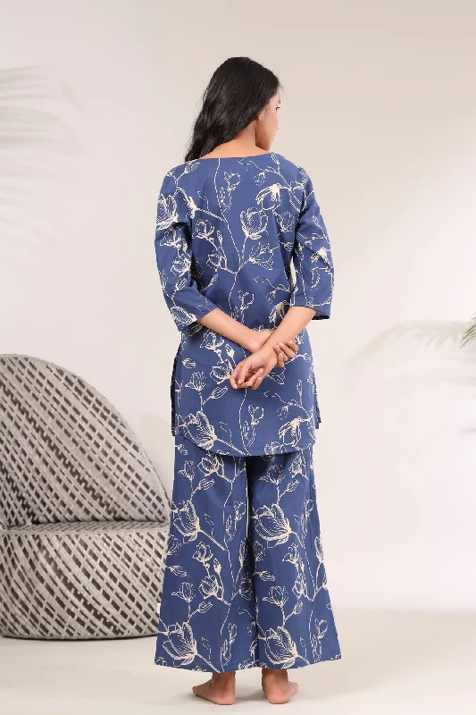 Flowing Jaal on Indigo Plazzo Set