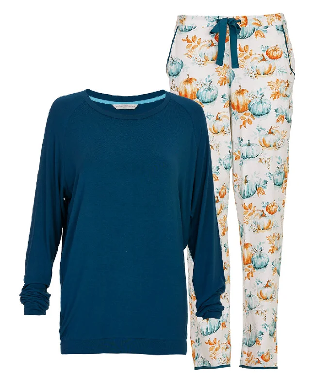 Goldie Womens Slouch Jersey Top and Pumpkin Printed Jersey Pyjama Set