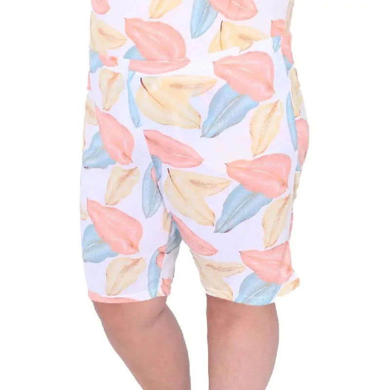 Ladies Printed Leaf PJ Shorts