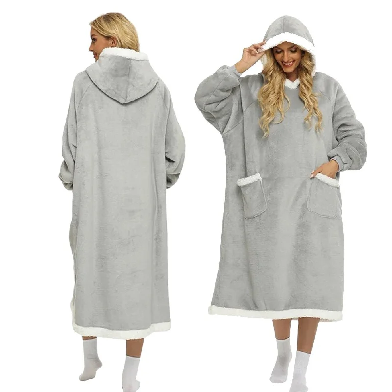 Long Oversized Plush Sherpa Blanket Hoodie