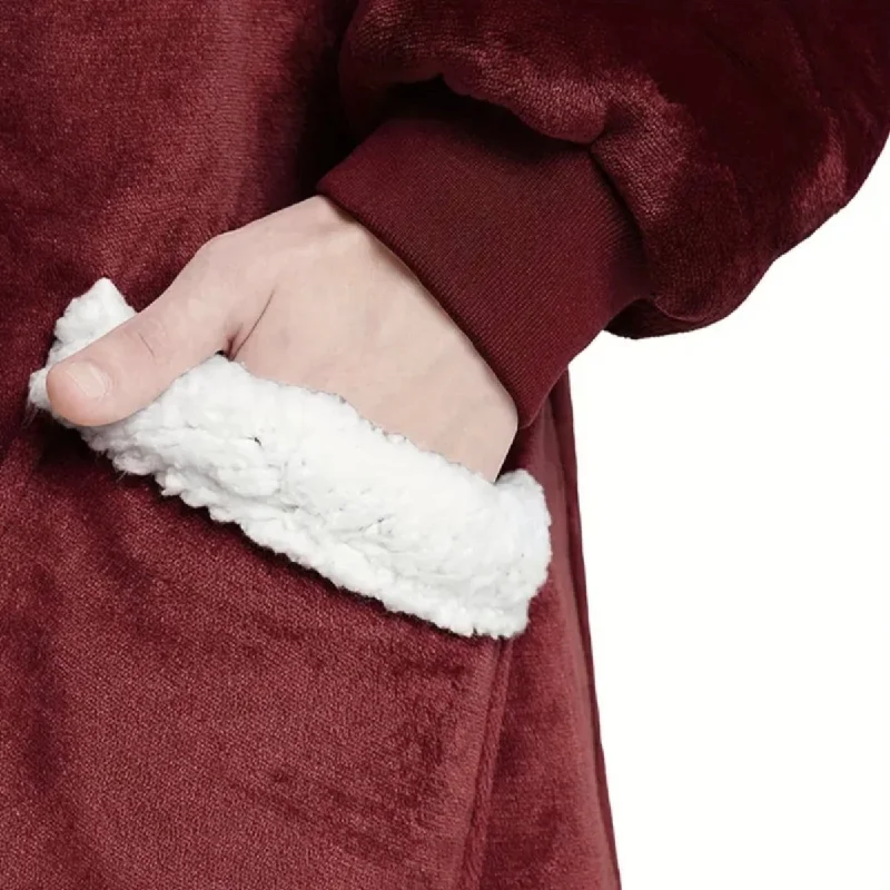 Long Oversized Plush Sherpa Blanket Hoodie