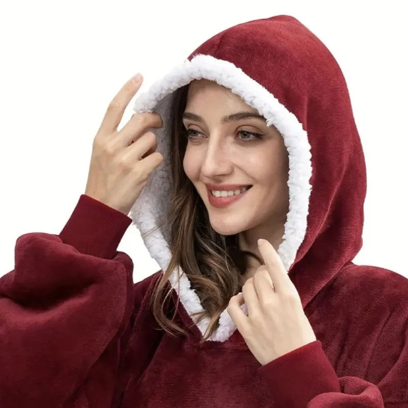 Long Oversized Plush Sherpa Blanket Hoodie