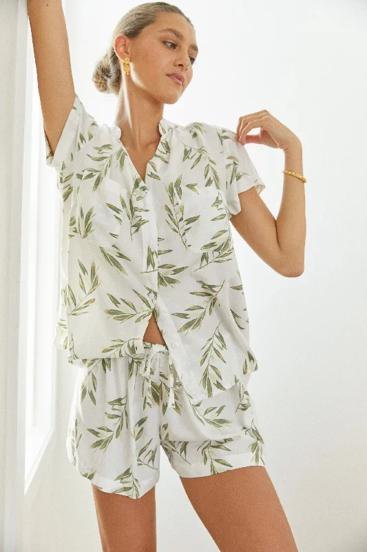 Maggie Pajama Set - Olive Leaf