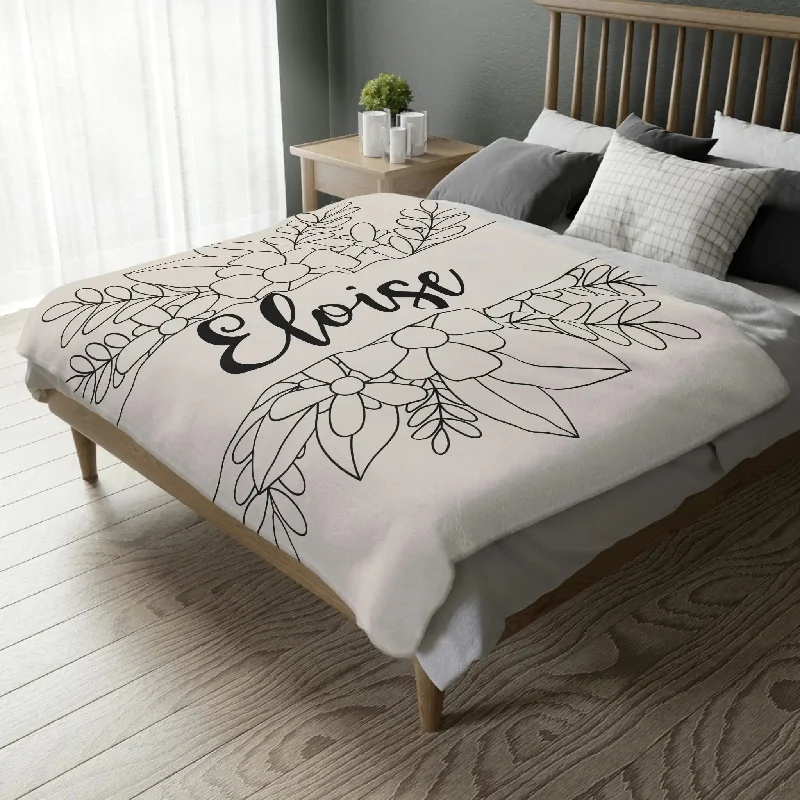 Flora Personalized Minky Blanket (Two-sided print)