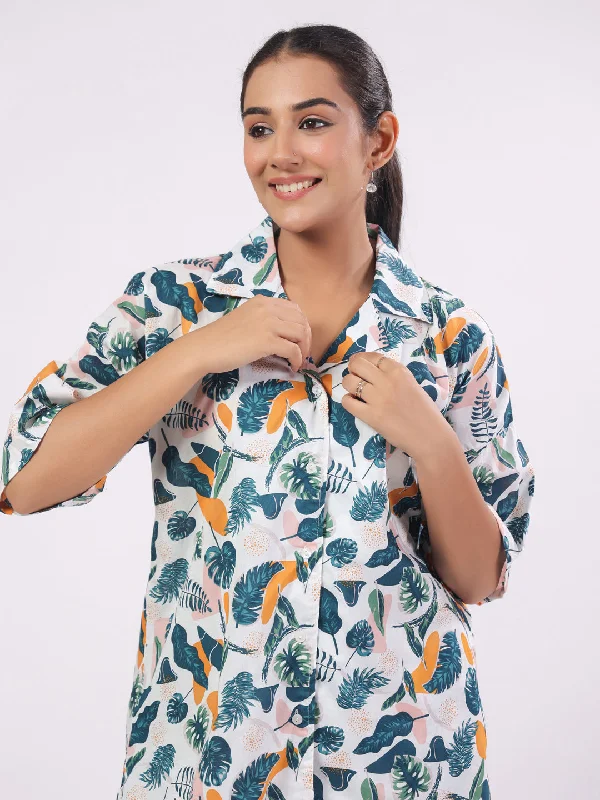 Women Floral Printed Cotton Night Suit